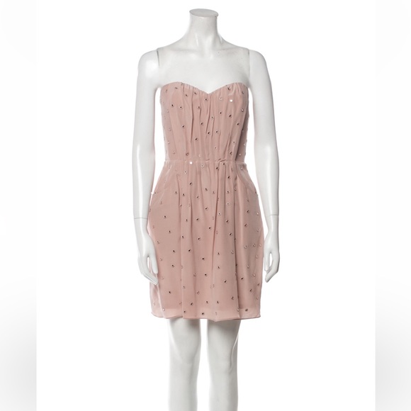 Rebecca Taylor Dresses & Skirts - REBECCA TAYLOR SIZE 0 blush pink strapless mini dress w mirrored polka dots